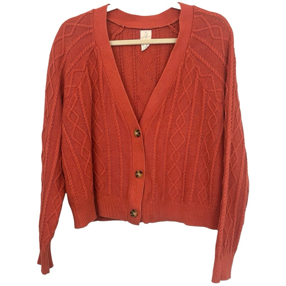 Joie Women's Cable Knit Cardigan‎ Sweater - Rust Sz M